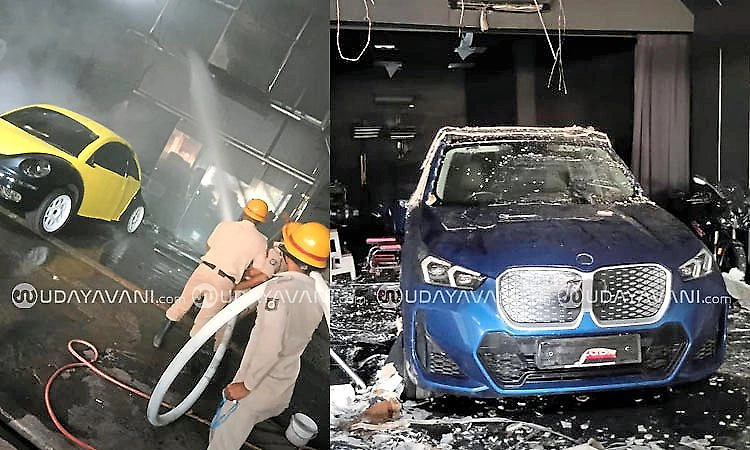 Fire breaks out at car alteration centre in Mangaluru’s Falnir, three vehicles damaged
