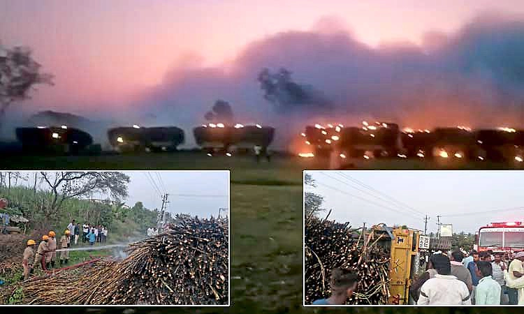 Sugarcane protest turns violent in Bagalkot; over 140 tractors set on fire