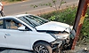 Car crashes into electric pole after driver loses control in Kottigehara