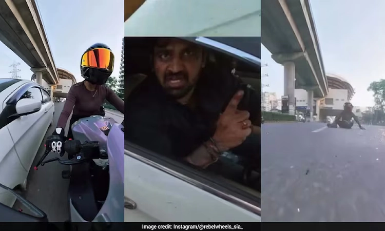 Gurugram woman biker hit by car after asking driver to keep distance