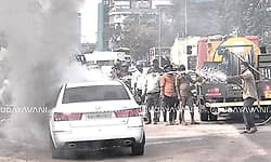 Car catches fire near Nanthoor junction
