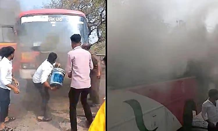 KKRTC bus catches fire near Jevargi, no casualties reported