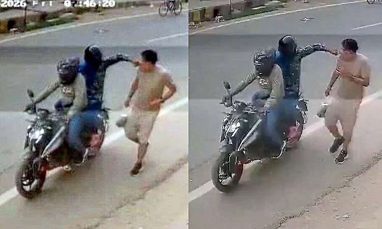 CCTV: ಬೈಕ್ ನಲ್ಲಿ ಬಂದು ಶಾಸಕನ ಸಹೋದರನ ಕತ್ತಿನಲ್ಲಿದ್ದ ಚಿನ್ನದ ಸರವನ್ನೇ ಎಗರಿಸಿದ ಸರಗಳ್ಳರು