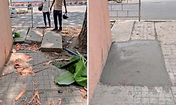 ದೂರು ನೀಡಿದರೂ ಸಿಗದ ಸ್ಪಂದನೆ: ಸ್ವಂತ ವೆಚ್ಚದಲ್ಲೇ ಫುಟ್‌ಪಾತ್ ದುರಸ್ತಿಗೊಳಿಸಿದ ಉದ್ಯಮಿ!