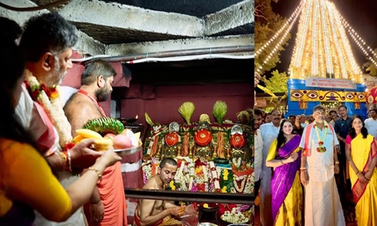 DK Shivakumar seeks divine blessings for greater responsibility during visit to Hasanamba temple