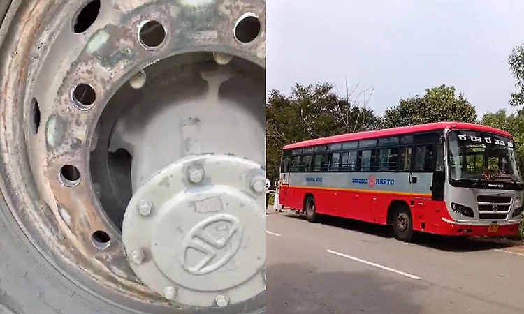 Chikkamagaluru: Government bus tyre comes off while moving