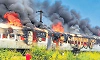 Three old train coaches gutted in fire; suspected drug use may have caused blaze