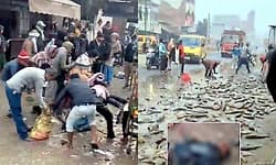 ಮಾನವೀಯತೆ ಮರೆತ ಜನ: ಅಪಘಾತದಲ್ಲಿ ಮೃತಪಟ್ಟ ಬಾಲಕನ ಶವದ ಮುಂದೆಯೇ ಮೀನಿಗಾಗಿ ಮುಗಿಬಿದ್ದ ಜನ