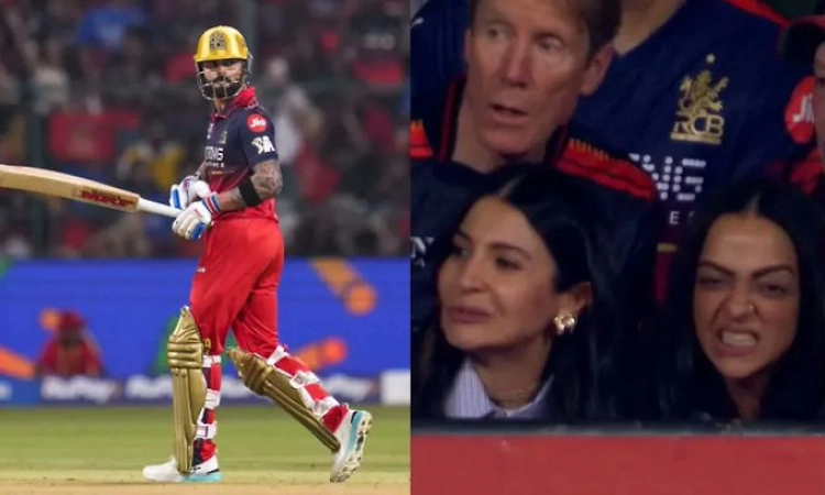 Anushka Sharma reacts as Virat Kohli falls one run short of 66th IPL fifty in RCB’s win over LSG
