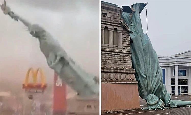 Brazil: ಚಂಡಮಾರುತದ ಹೊಡೆತಕ್ಕೆ ಉರುಳಿ ಬಿದ್ದ ಬ್ರೆಜಿಲ್‌ ನ ಲಿಬರ್ಟಿ ಪ್ರತಿಮೆ ಪ್ರತಿಕೃತಿ!