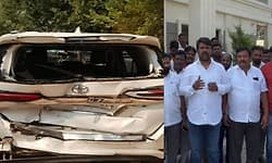 ರಸ್ತೆ ಅಪಘಾತ;  ಮಾಜಿ ಸಚಿವ ರಾಜೂ ಗೌಡ ಪಾರು