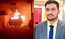 Koratagere: Car and bikes set on fire in front of house; doctor Nagabhushan arrested