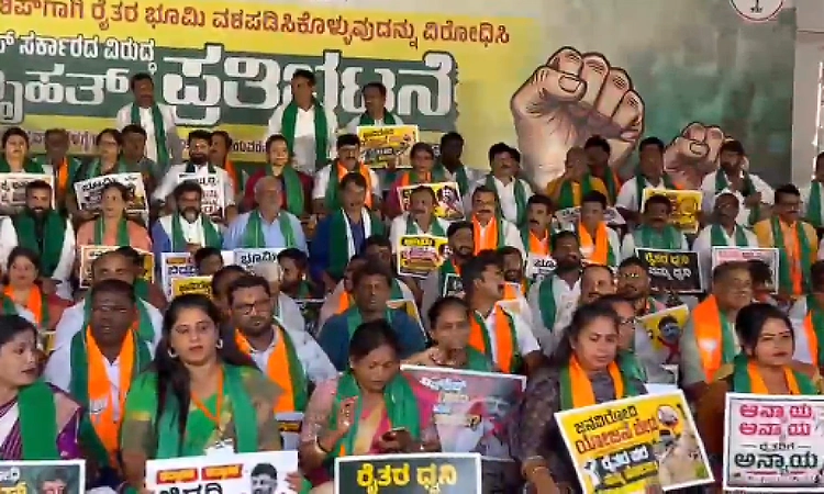 BJP holds protests against land acquisition for proposed Bidadi township project