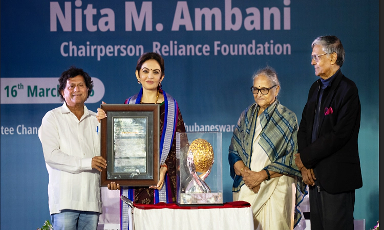 Nita M. Ambani honoured with KISS Humanitarian Award 2025, inspires 40,000 tribal students to dream big
