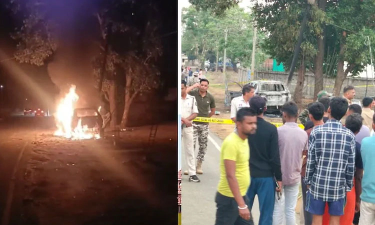 ಟ್ರಕ್‌ಗಳಿಂದ ಅಡ್ಡಗಟ್ಟಿ ಕಾರಿಗೆ ಬೆಂಕಿ ಹಚ್ಚಿದರು..! ಬಿಜೆಪಿ ನಾಯಕ ಸಜೀವ ದಹನ!