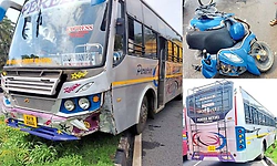 Kaup:ಸರ್ವೀಸ್ ರಸ್ತೆಯಲ್ಲಿ ಬಂದು ಹೆದ್ದಾರಿಯಲ್ಲಿ ಸ್ಕೂಟಿಗೆ ಢಿಕ್ಕಿ ಹೊಡೆದ ಬಸ್; ಸವಾರ ಗಂಭೀರ