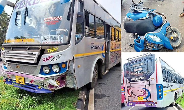 Kaup:ಸರ್ವೀಸ್ ರಸ್ತೆಯಲ್ಲಿ ಬಂದು ಹೆದ್ದಾರಿಯಲ್ಲಿ ಸ್ಕೂಟಿಗೆ ಢಿಕ್ಕಿ ಹೊಡೆದ ಬಸ್; ಸವಾರ ಗಂಭೀರ