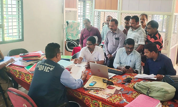 Udupi Lokayukta police raid Belur gram panchayat office, inspect records