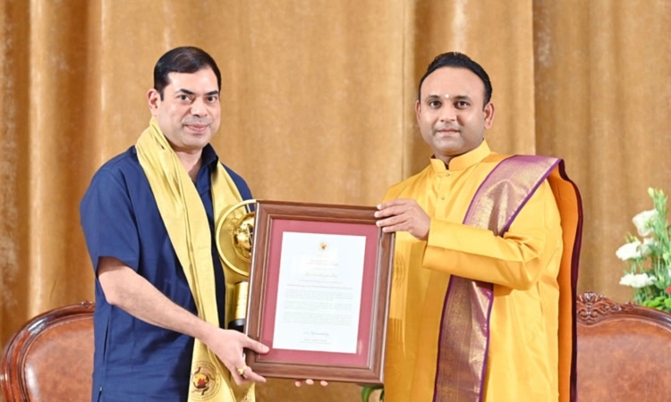 Gautham Pai receives Global Leadership Award at Sathya Sai Village Cultural Festival