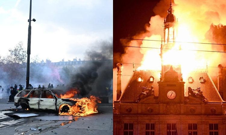 France protests turn violent; buildings set on fire, luxury stores looted