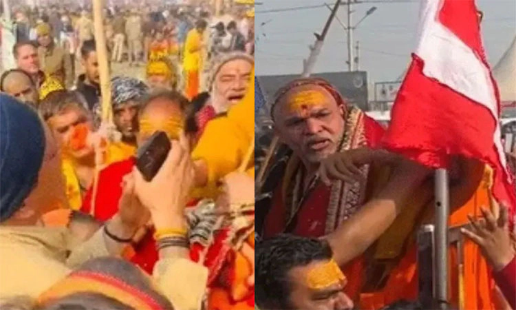 Magh Mela; ಗಂಗಾ ಸ್ನಾನಕ್ಕೆ ಪೊಲೀಸರಿಂದ ತಡೆ:ಧರಣಿ ಕುಳಿತ  ಅವಿಮುಕ್ತೇಶ್ವರಾನಂದ ಸ್ವಾಮಿ