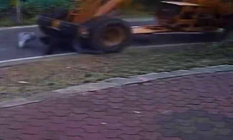 Manipal: Pedestrian seriously injured after crane runs over him 