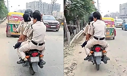 Viral Video: ಒಂದೇ ಬೈಕ್‌ನಲ್ಲಿ ನಾಲ್ವರು ಪೊಲೀಸರು ಬಿಂದಾಸ್‌ ರೈಡ್.!‌ ನೆಟ್ಟಿಗರು ಗರಂ