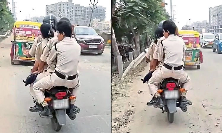 Viral Video: ಒಂದೇ ಬೈಕ್‌ನಲ್ಲಿ ನಾಲ್ವರು ಪೊಲೀಸರು ಬಿಂದಾಸ್‌ ರೈಡ್.!‌ ನೆಟ್ಟಿಗರು ಗರಂ