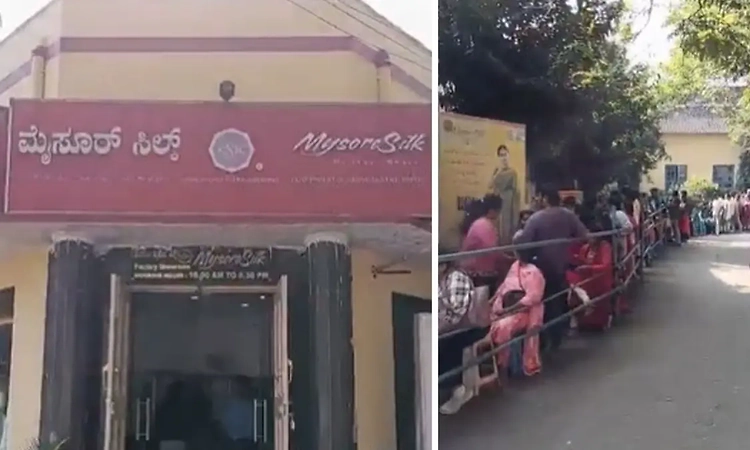 Women queue from dawn for GI-tagged Mysuru silk saris in Bengaluru