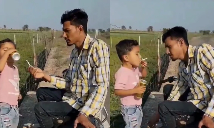 Viral video allegedly showing man giving drink and cigarette to child sparks outrage