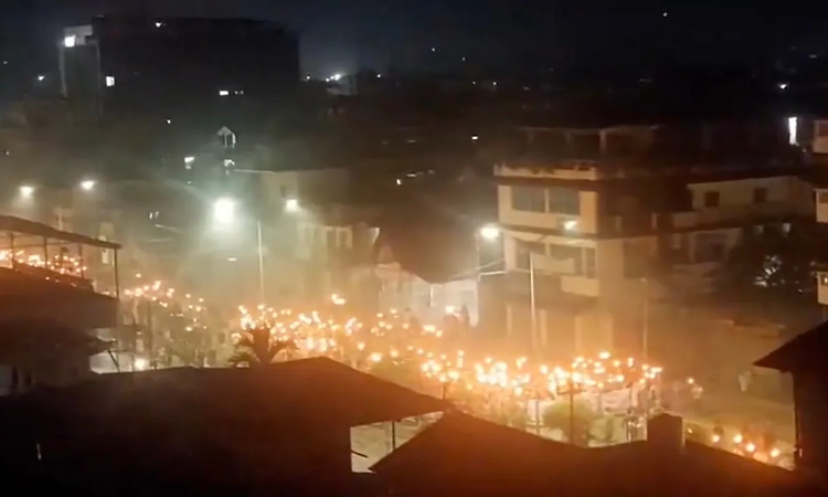 Thousands take out night rallies in Manipur valley districts over death of 2 children in bomb attack