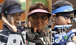 India open shooting campaign with silver in women's 10m air rifle team event
