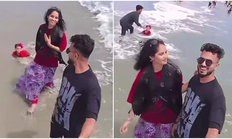ರೀಲ್ಸ್ ಹುಚ್ಚು: ಸಮುದ್ರದ ಅಲೆಗೆ ಸಿಲುಕಿದ ಮಗು, ಗಮನಿಸದೆ ವಿಡಿಯೋ ಮಾಡಿದ ದಂಪತಿ