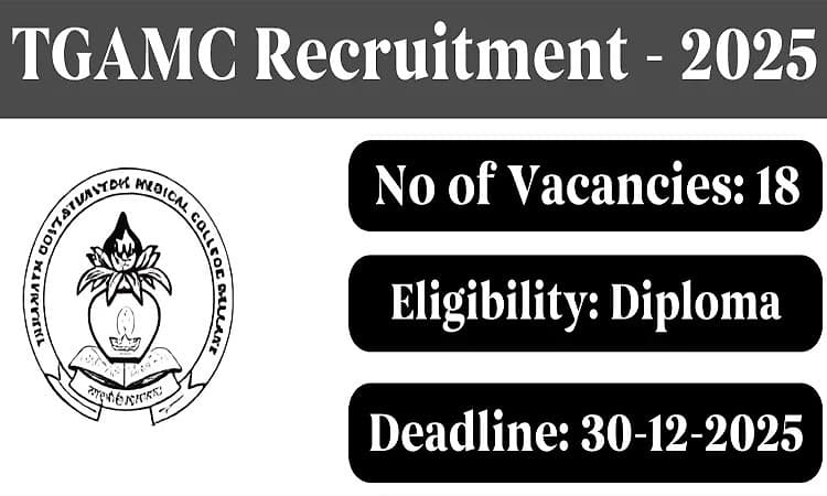 TGAMC Recruitment 2025: ಪ್ರೊಫೆಸರ್‌ ಸೇರಿ ಹಲವು ಹುದ್ದೆಗಳಿಗೆ ಅರ್ಜಿ ಆಹ್ವಾನ