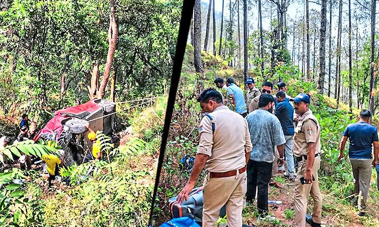 ಭೀಕರ ಅಪಘಾತ: 100 ಅಡಿ ಆಳದ ಕಂದಕಕ್ಕೆ ಕಾರು ಉರುಳಿ ಒಂದೇ ಕುಟುಂಬದ ನಾಲ್ವರು ಸೇರಿ 5 ಸಾವು