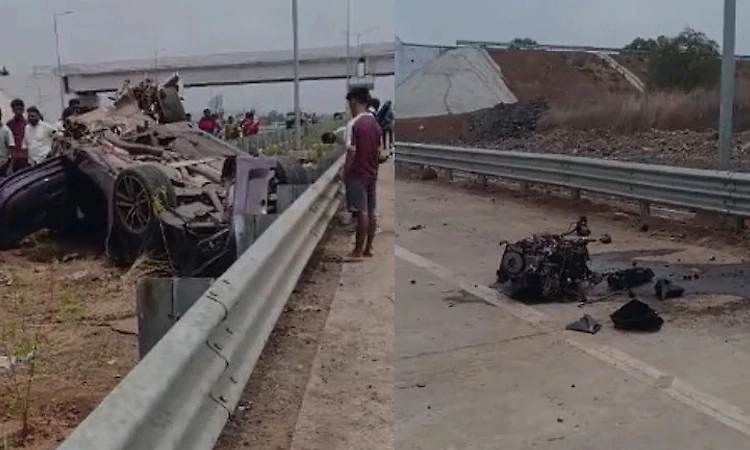 Horrific car crash: BMW mangled; two killed