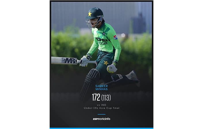 Sameer Minhas guides Pakistan to 347/8 against India in U19 Asia Cup final