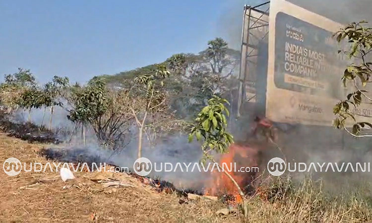 Kaup: ಬೈಲು ಗದ್ದೆಗೆ ಬೆಂಕಿ ಬಿದ್ದು ಆತಂಕ