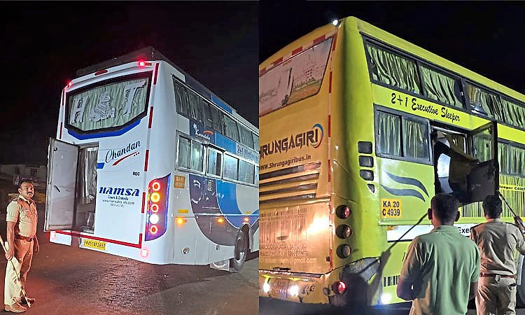 ಆನಂದಪುರ: ರಾತ್ರಿ ವೇಳೆ ಬಸ್‌ಗಳ ದಿಢೀರ್ ತಪಾಸಣೆ ನಡೆಸಿದ ಪಿಎಸ್‌ಐ ಪ್ರವೀಣ್