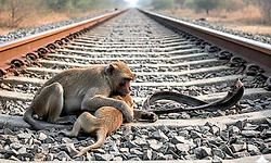 Indi: ರೈಲು ಡಿಕ್ಕಿ ಹೊಡೆದು ಜೋಡಿ ಮಂಗಗಳು ಸಾವು