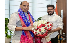 Telangana CM meets Rajnath Singh; seeks MRO hub, cargo facilities at Adilabad airport