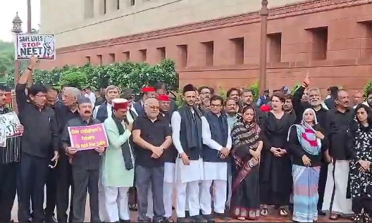 Opposition MPs dressed in black step up protest in Parliament