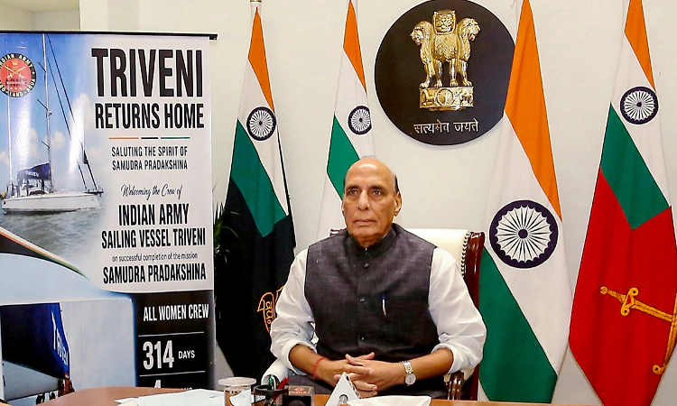 Rajnath hails IASV Triveni expedition, describes all-women crew as brave daughters of India