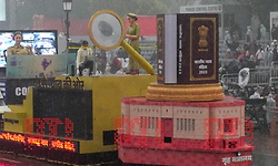 Soldiers march with wet uniforms, boots as Republic Day rehearsal held amid rain