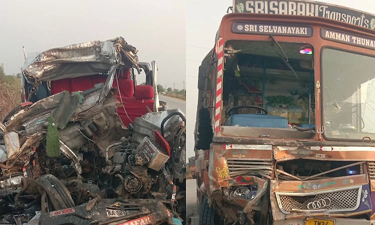 Five family members killed after lorry hits cruiser near Ladlapur in Kalaburagi
