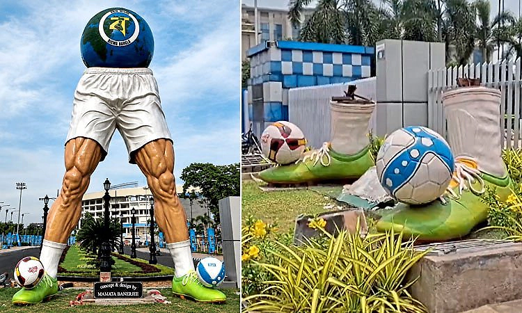 Kolkata: ಮಮತಾ ಬ್ಯಾನರ್ಜಿ ವಿನ್ಯಾಸಗೊಳಿಸಿದ್ದ ವಿವಾದಿತ ಫುಟ್ಬಾಲ್ ಪ್ರತಿಮೆ ತೆರವು