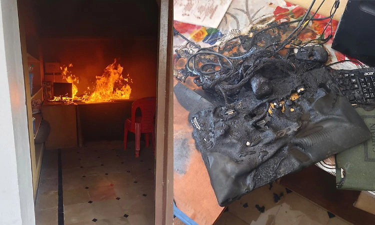 Sirvar: ವಿದ್ಯುತ್ ಕಡಿತ ಗ್ರಾಹಕನಿಂದ ಕಚೇರಿಗೆ ಬೆಂಕಿ