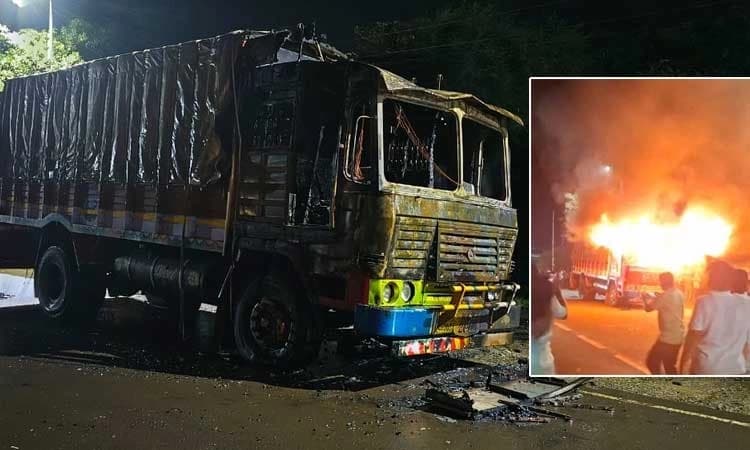 Beef-laden truck torched in Belagavi, two cases registered