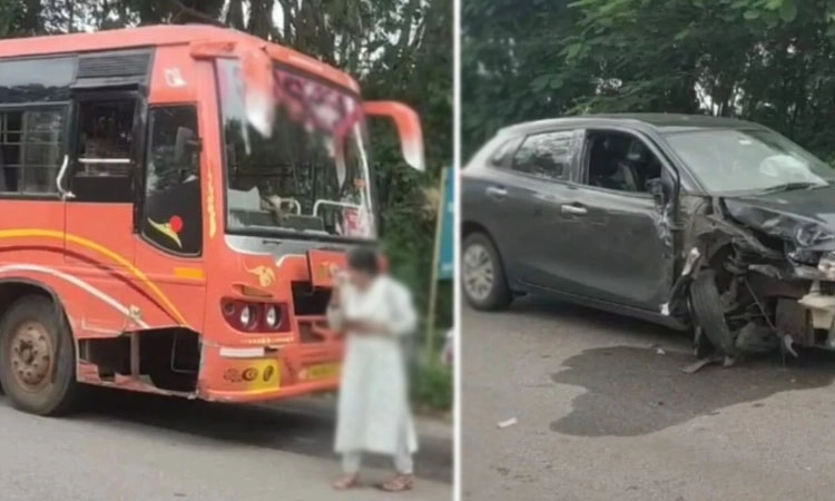 ಕುಕ್ಕುಂದೂರು: ಬಸ್‌ - ಕಾರು ಮುಖಾಮುಖಿ ಢಿಕ್ಕಿ