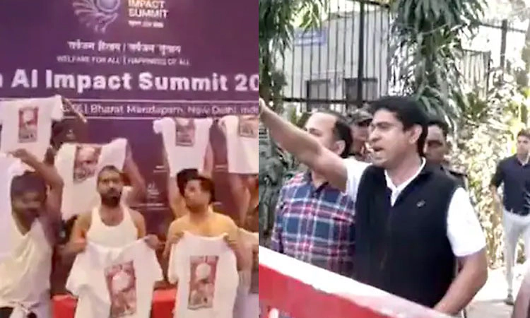 ಎಐ  ಶೃಂಗಸಭೆಯಲ್ಲಿ ಶರ್ಟ್ ಲೆಸ್ ಪ್ರತಿಭಟನೆ: ಯುವ ಕಾಂಗ್ರೆಸ್ ರಾಷ್ಟ್ರಾಧ್ಯಕ್ಷ ಬಂಧನ